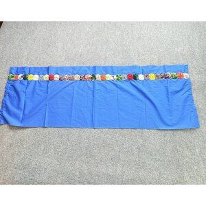 Handmade Hippie Table Runner Boho Retro Vintage Blue Raised Florets 53x17 Groovy